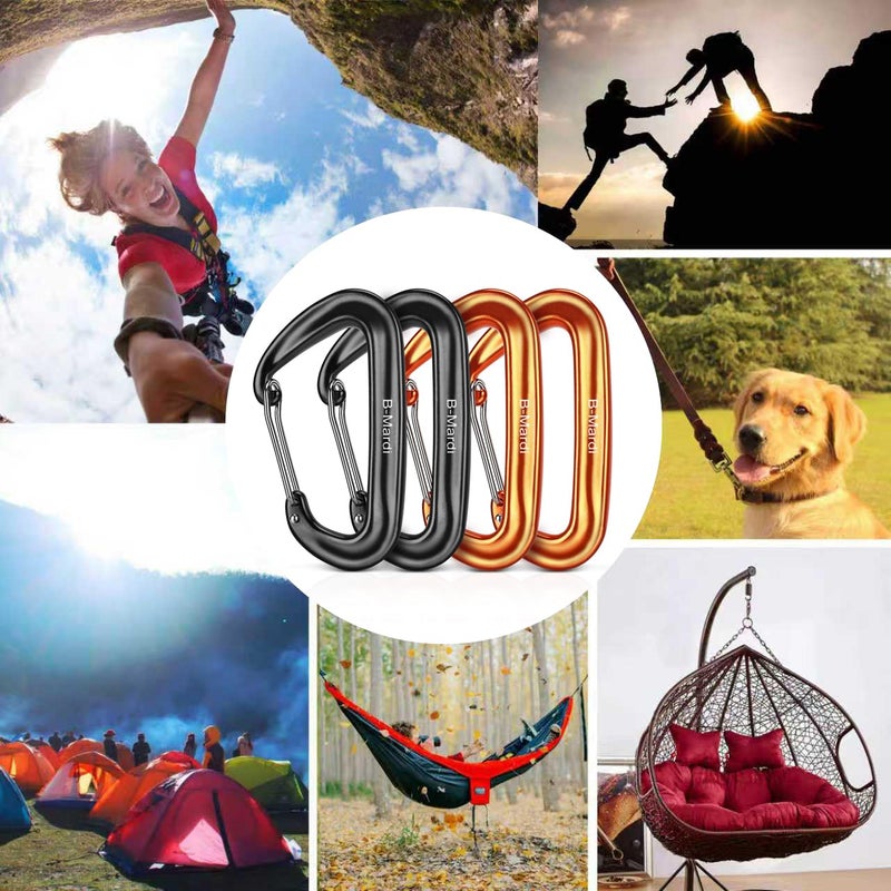 B-Mardi Carabiner Clips Heavy Duty 12kN (2697 lbs)-Lightweight Locking Carabiners for Camping, Hiking, Hammock, Dog Leash Harness, Outdoor and Gym etc, Keychains& Utility ï»¿ - Image 3